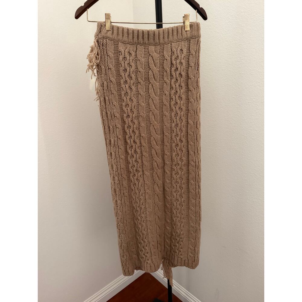 New tan Something navy cableknit sweater fringe skirt sz S $195 - Picture 4 of 6